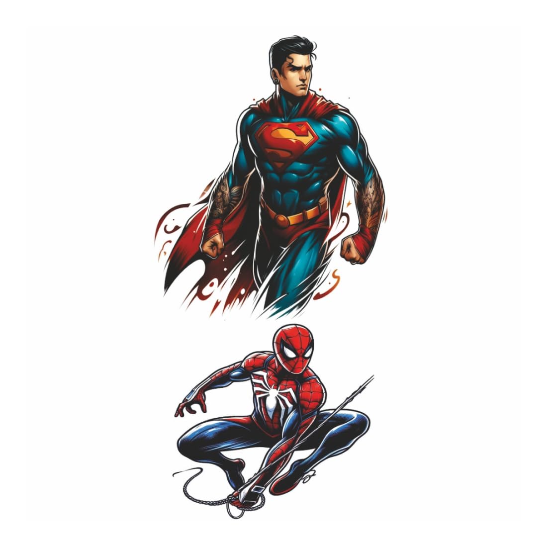 Superman And Spider-Man Design Temporary Tattoo Sticker For Male & Female Waterproof-picture-16