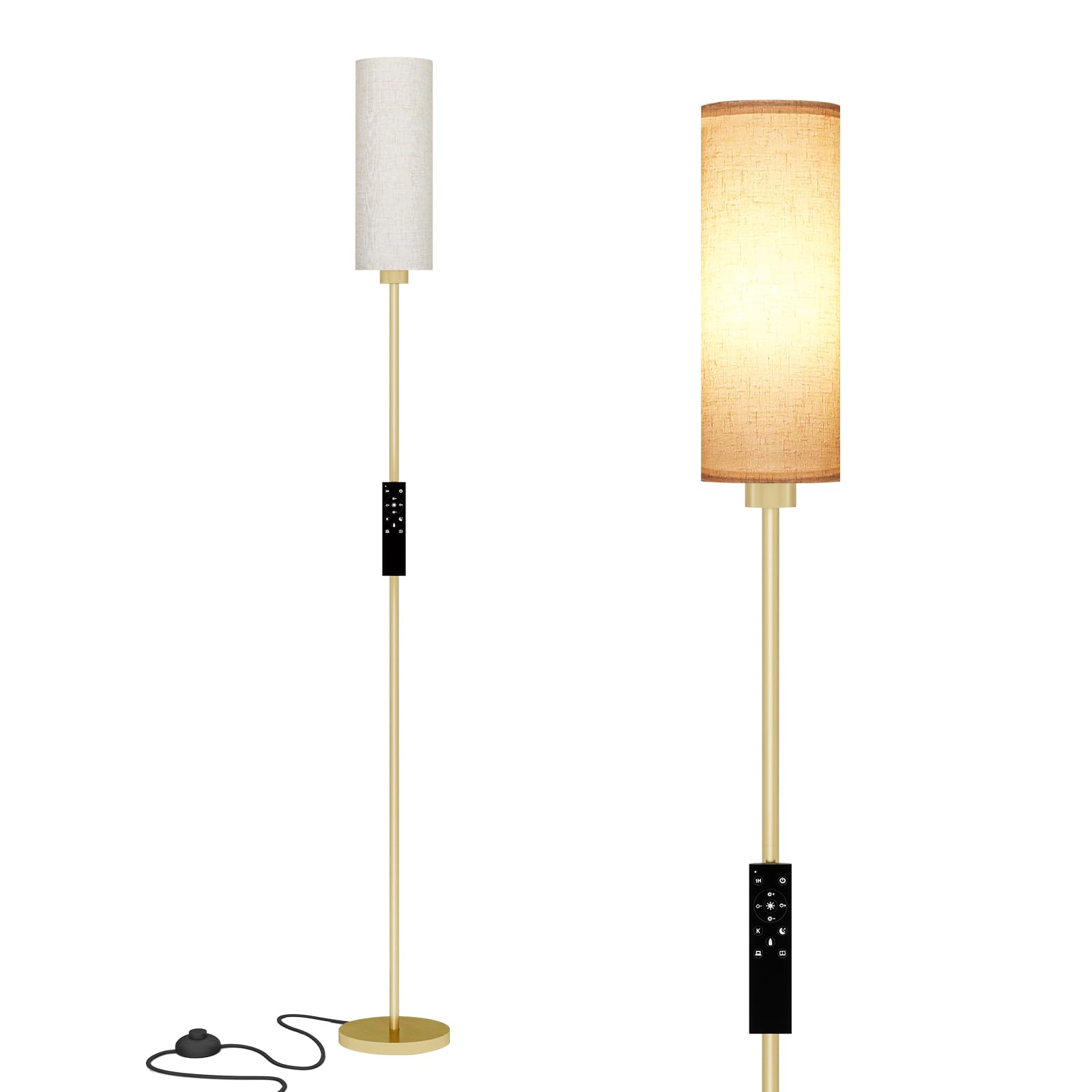 ARTETHYS Floor Lamp, Floor Lamps for Living Room, Standing Tall Lamp with LED Bulb, Standard Modern Lamps with Remote and 3 Colour Temperature, Gold