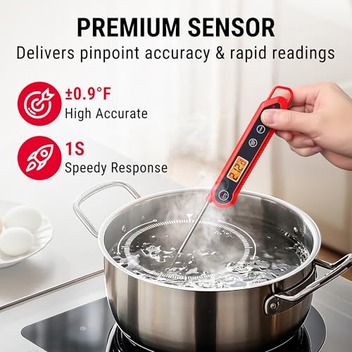 Image of TempPro 1 Second Instant Read Digital Meat Thermometer, ±0.9F Accuracy, Waterproof & Backlight Food Thermometer for Cooking, Oil Fry Candy Meat Probe for Kitchen, BBQ, Oven, Grill, Smoker