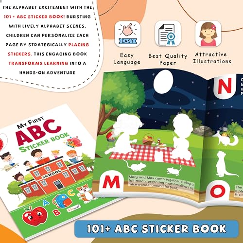 Image of My First ABC and Numbers Sticker Book with 101+ Stickers | Combo of 2 sticker books | Sticker Fun and Learning for kids, Activity Book for Kids.
