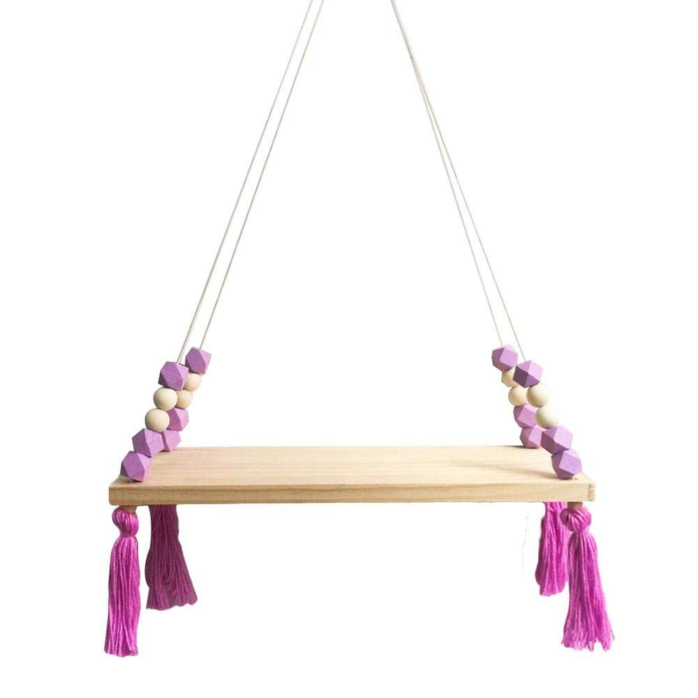 Aeromdale Nordic Display Wall Hanging Shelf Swing Rope Floating Shelves Home Decor Purple - # C