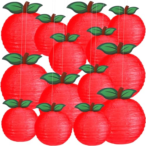 Image of Feifeiya 18 Pcs Classroom Decor Red Apple Shaped Paper Lantern Back to School Decor Ceiling Hanging Decorations for First Day of School Teacher Aappreciate Fruit Themed Party Home, 10 and 8 Inch