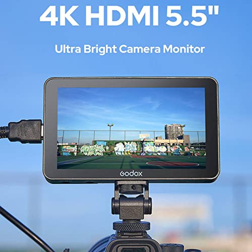 Godox GM6S 4K Camera Field Monitor 5.5 Inch 1200nit Video Monitor for DSLR Camera 1920 * 1080 IPS Screen Touch Control HDMI Input & Output Custom 3D LUT with Sun Hood - Image 2