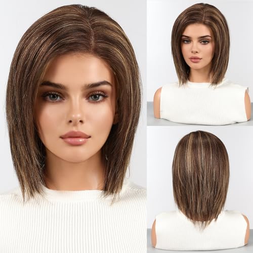 Perruque cheveux humains HD de qualité supérieure brune méchée blonde starluck