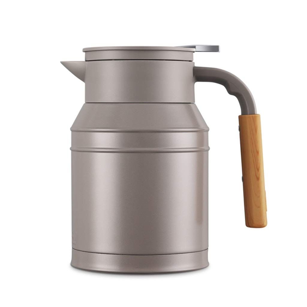 Jarra de café térmica Avanzada de Doble Capa con Aislamiento al vacío/Adecuada para café, té, Leche Capacidad de 1 l para Mantener el líquido Caliente o frío Termo (Color : Grey)