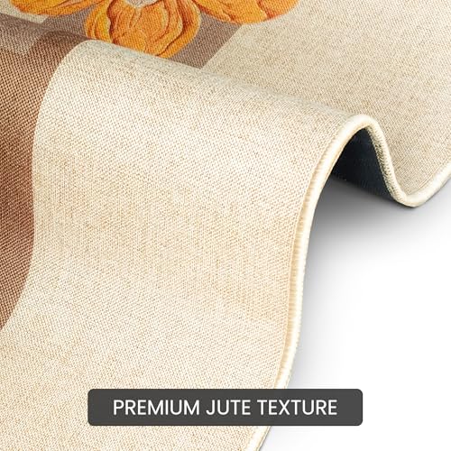 Image of Yellow Weaves 3 Pcs Jute Texture Non-Slip Bathmat, Water Absorbent Floor mat, Rugs, Door Mats for Bathroom, Living Room, Bedroom, Entrance, Outdoor, Kitchen, Office (Sunflower Beige)