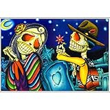 Noche de los Muertos by Dave Sanchez Sugar Skull Skeleton Love Wall Art Print