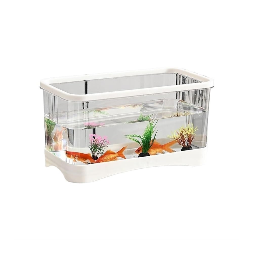 Zbiornik na ryby Akwarium, małe, salonowe, do użytku domowego, na biurko, przezroczyste, akrylowe pudełko(White,31.5 * 16.5 * 16.5cm)