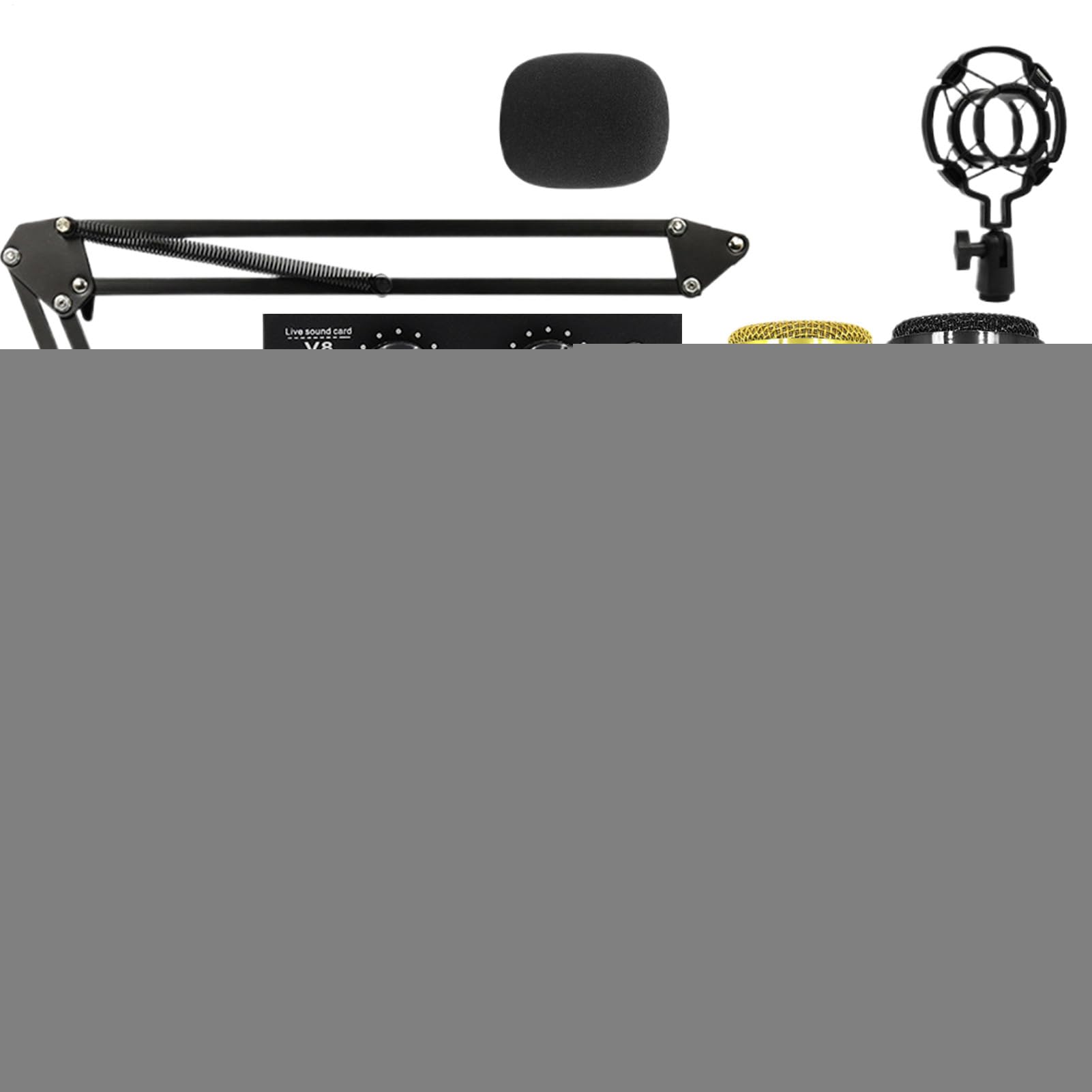 Attrezzatura Per Live Streaming Scheda audio streaming supporto microfono | Microfono a Condensatore Set studio registrazione facile uso per conduttori, cantanti e doppiatori