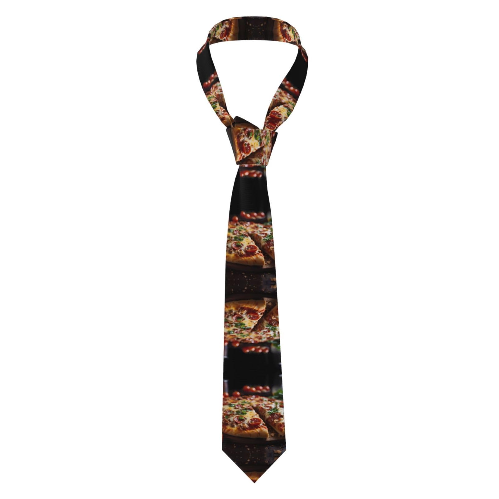 Wzycwb Unisex Black Tantalizing Sausage Pizza Men's Ties Business Ties Perfect For Weddings Banquets Ceremonies And Interviews