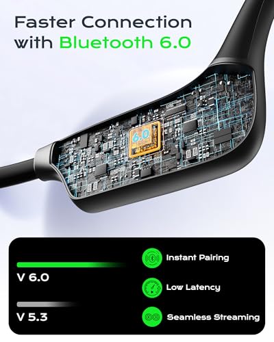 Image of DEMICEA Open Ear Bone Conduction Headphones for Running - Bluetooth 6.0 Wireless Sport Earphones, Up to 12H Playtime, IP54, Built-in Mic, Secure Fit