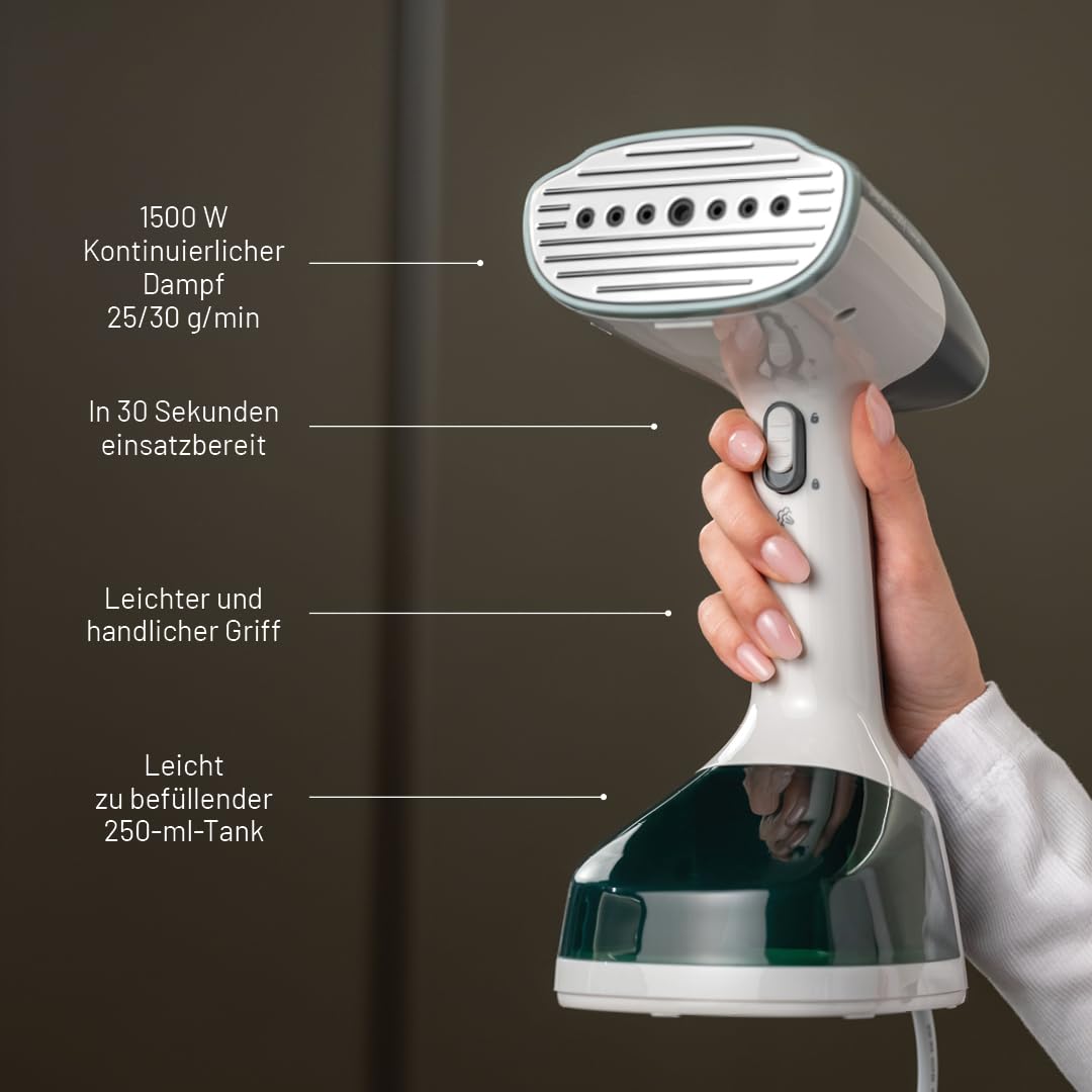 Imetec Steam Easy Comfort Vertikales Bügeleisen 1500W, Dampf 25-30 g/min, in 30 Sek. einsatzbereit, 250 ml Tank, leicht, Vertikaler Dampfbügler, auch auf Reisen praktisch