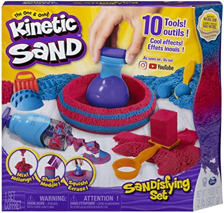 Kinetic Sand, Sandisfying Set with 2lbs of Sand and 10 Tools, Play Sand Sensory Toys for Kids Ages 3 and up