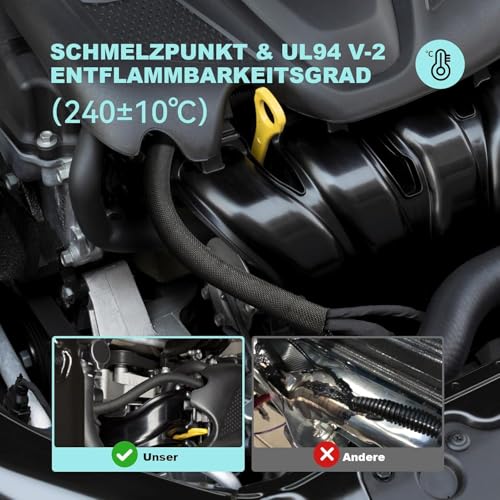 AGPTEK 6m Kabelschlauch, 25mm selbstschließend Kabelkanal, Flexibler Textilien Kabelmantel, Kabelmanagement für Schreibtisch, TV, Computer, PC, Kabelschutz für Hund, Katze, Schwarz