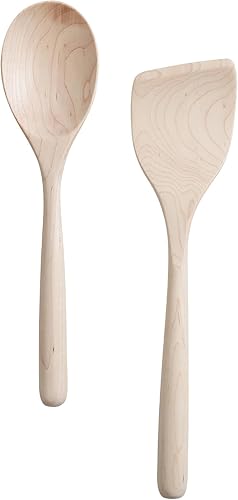 Cucharas de madera para cocinar, cucharas de madera cómodas de mango grueso de 12 pulgadas, utensilios de cocina de madera para agitar, raspar,