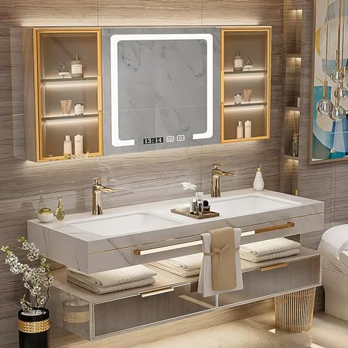 NAIROLET Floating Bathroom Vanity Cabinet - Golden Extended Metal Handle
