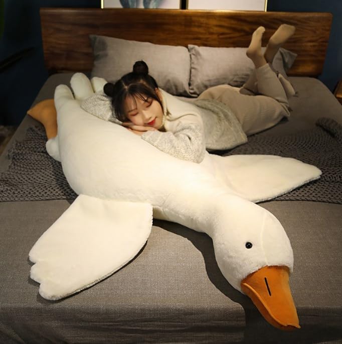 Miniatura 2 de Almohada de peluche gigante de ganso blanco, lindo juguete de pato suave para abrazar, almohada de felpa de cisne para abrazar, regalos para niños y