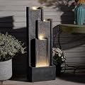Takamota 39" H Indoor Water Fountain Modern Cascading Floor-Standing Water Fountains Calming Sound and Lights for Home Office Patio Balcony Art Decor, Garden Waterfall Feature Indoor Outdoor, Grey