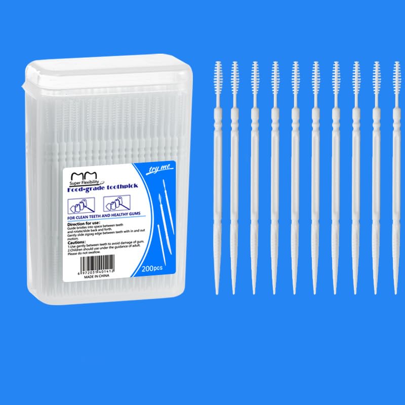 Vonmerie Angle Interdentalbürsten Weiß/Kontrollierte Reinigung der Zahnzwischenräume auch an schwer zugänglichen Stellen / 200Pcs Interdentalbürsten