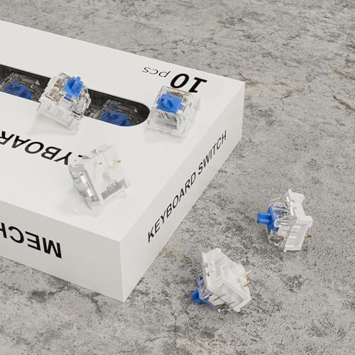 Image of Zhouwang 10PCS Blue Switches,3 Pin Replacement Dustproof Mechanical Keyboards Switches, Suitable clicker for 3D Prints and Gaming Keyboards