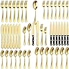 Tribal Cooking 49 Piece Gold Silverware Set - Service for 8 - Stainless Steel Gold Flatware serving set - Cutlery Set - Knives, Fork, and Spoon - Dishwasher Safe - Stunning Polished Finish