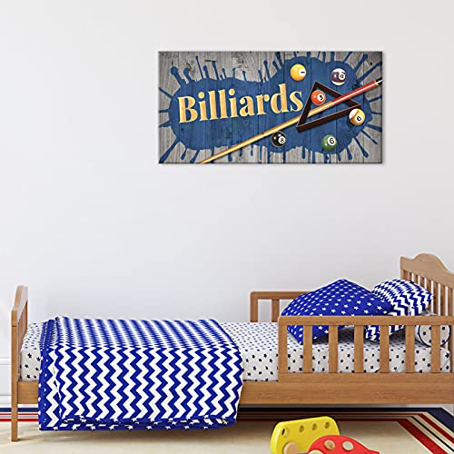 Simiwow Billiards Picture Pool Room Wall Decor - Boys Bedroom Club Room Billiards Decor Prints Playroom Canvas Wall Arts Framed 16"X32" #TOP1