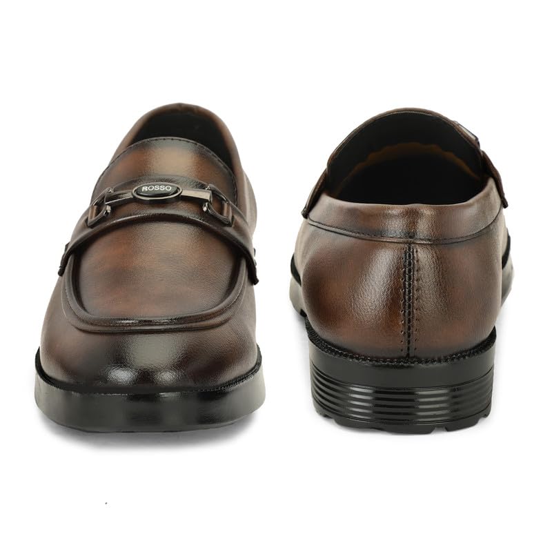 Image of Men's Chain Buckle Loafers || Premium Smooth Faux Leather Slip On || Formal Office & Casual Wear Shoes