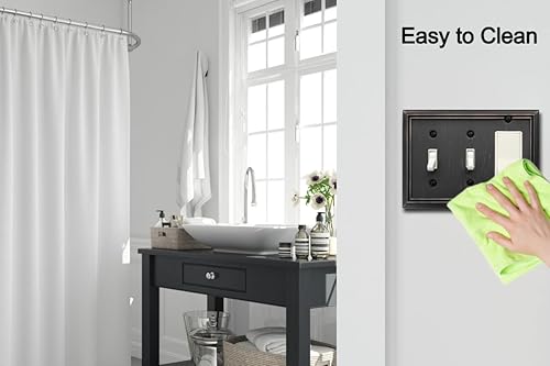 Miniatura 6 de Adler - Placa de pared de metal para interruptor de luz de doble palancaindividual, paquete de 2 unidades de bronce envejecido de 3 bandas, cubierta