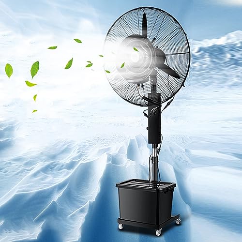 Ventilador industrial de pulverización, nebulizador para exteriores, ventilador oscilante de pedestal, 3 velocidades de enfriamiento, con tanque independiente de 42 L, altura ajustable, para