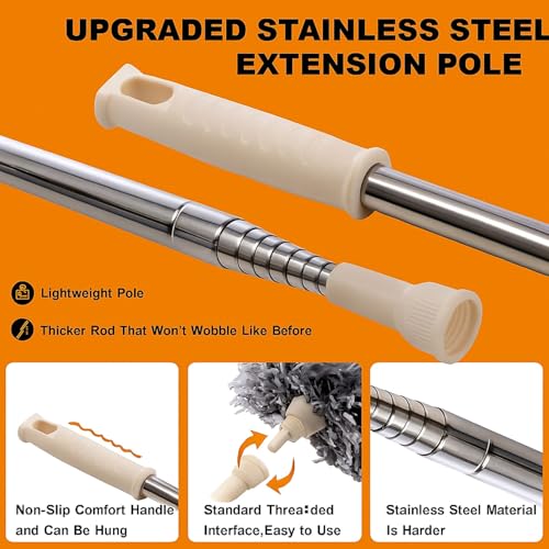 Image of Signamio Cleaning Essentials: Microfiber Fan Cleaner & Wall Cleaning Mop with Long Handle, Expandable Dusting Stick, Extends Up to 100 Inches, Washable for Efficient Dust Removal