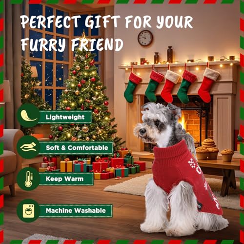 Nobleza Hundepullover Weihnachten, Rollkragenpullover für Katzen und Hunde, Hundepullover mit Lustigem Schneemann-Muster, Weich Weihnachts-Hundepullover für Katzen, Kleine Mittelgroße Hunde, L