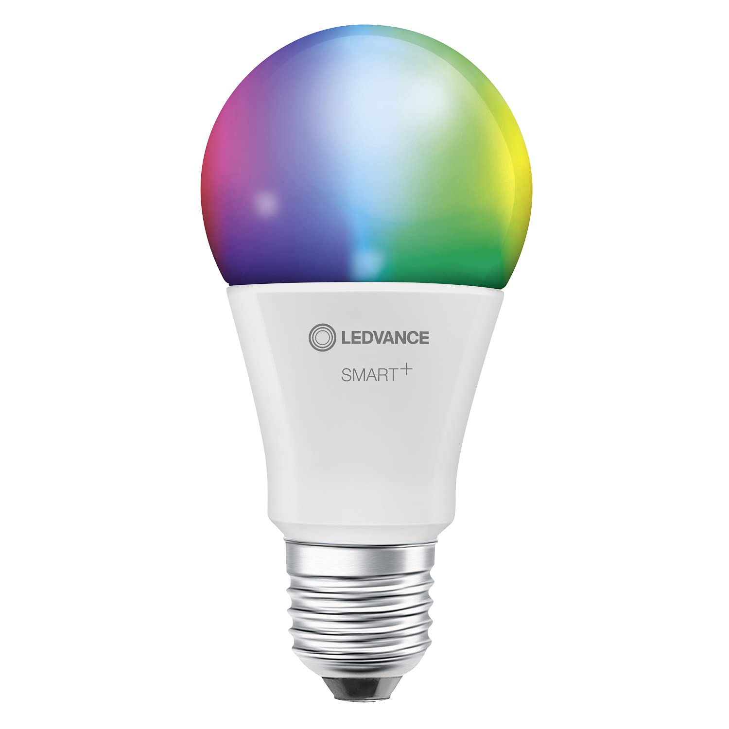 LEDVANCE Lámpara Smart LED, Bluetooth, E27, color de luz variable (2000-6500K), colores RGB cambiables, sustituye lámparas incandescentes 60W,controlable con Google y Alexa, paquete de 4