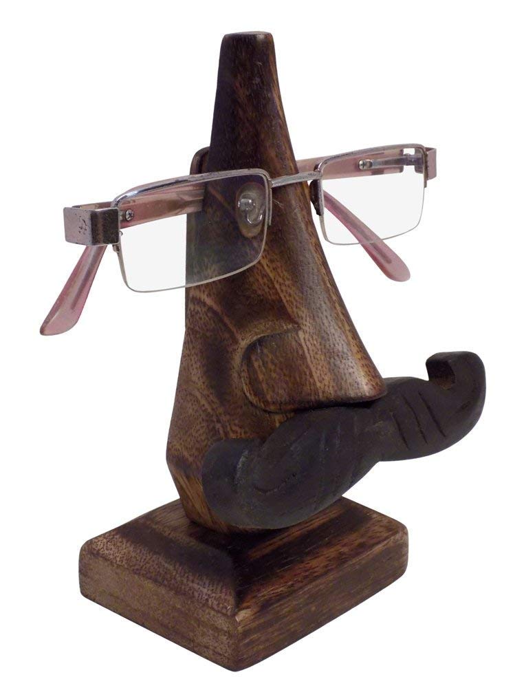 EVOLVE ARTISTRY Wooden Spectacle Holder Nose Shape Eyeglass Stand Hand Carved Home Office Table Decorative Gift Items (Modern)