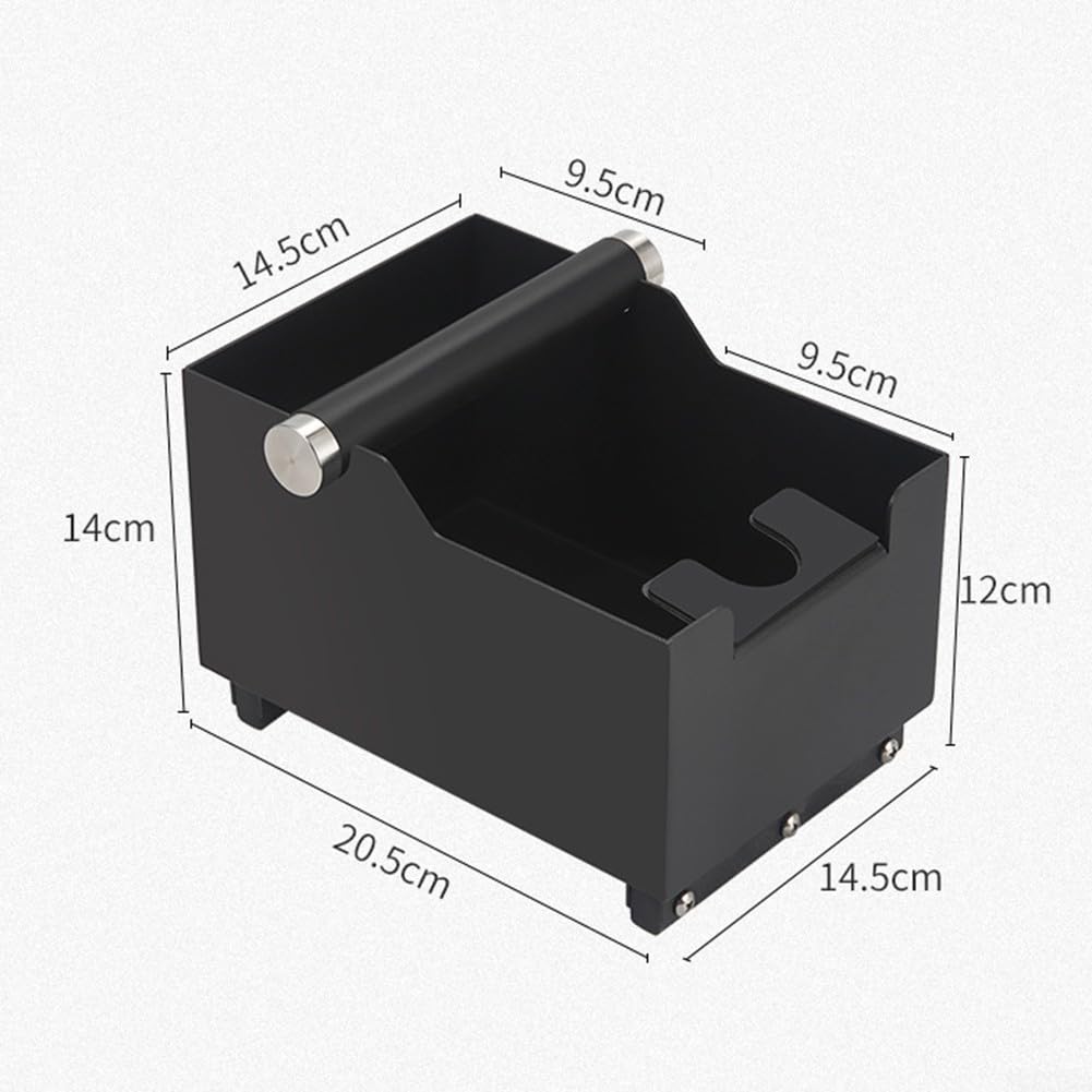 Contenitore per caffè in acciaio inox, doppio uso, per macchine da caffè espresso, con raschietto per utensili, colore nero