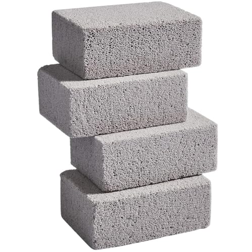 PALUPLUS 4 Pietre per la Pulizia della Griglia, Misura 10x7x4 cm, Blocco di Pietra Pomice Riutilizzabile, Non Assorbe Odori, Adatte per Rimuovere Cibo, Macchie e Grasso dal Barbecue -4501F