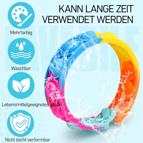 36 Stück Pop It Armband Kinder, Mitgebsel Kindergeburtstag, Gastgeschenk Kindergeburtstag, Silikon Pop Bubble Fidget Armband Spielzeug zum Dekomprimieren für Kinder