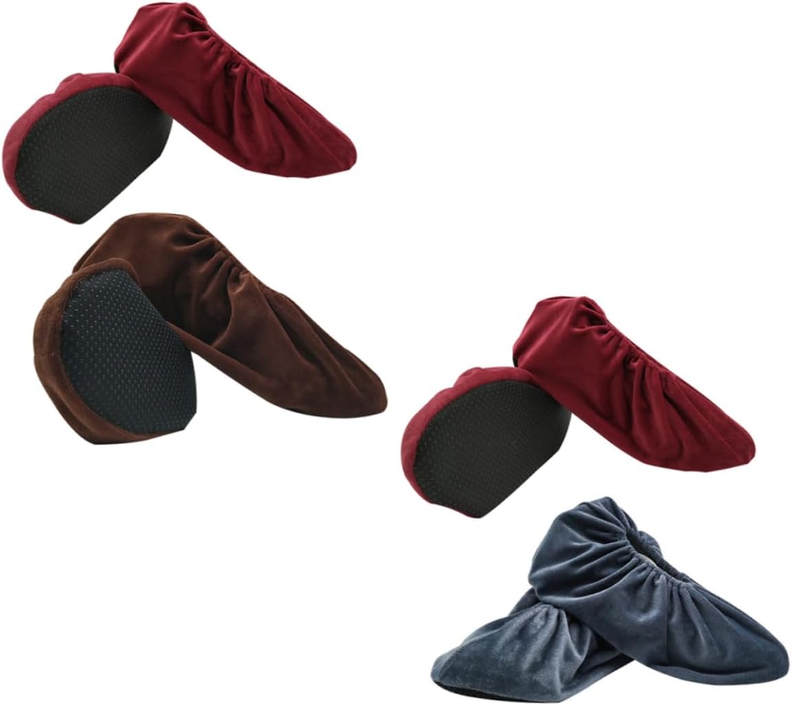 FOMIYES 4 Pairs Kids Thickened Anti-Slip Lint Shoe Covers Washable Crystal Overshoes for Indoor Use Random Color