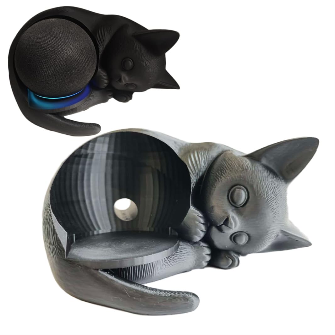 Staffa da tavolo stampata in 3D per altoparlante Echo Dot 5a generazione a forma di gatto Supporto da tavolo Organizer da tavolo per Echo Dot 5 Carino Accessori per la decorazione della casa