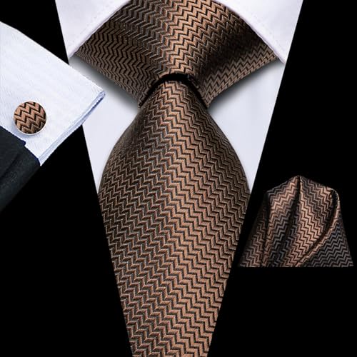 Image of Hi-Tie Men's Silk Ties Formal Woven Classic Necktie Pocket Square Cufflinks Lapel Pin Set Wedding Business