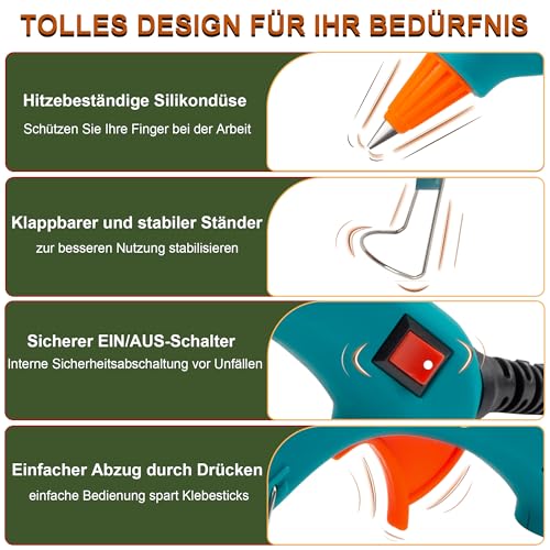 Heißklebepistole, Heissklebepistole 7mm mit 30pcs Heißklebesticks, Klebepistole zum Basteln, Heißklebepistolen Mini Klebepistolen Klein für Kleine Bastelarbeiten