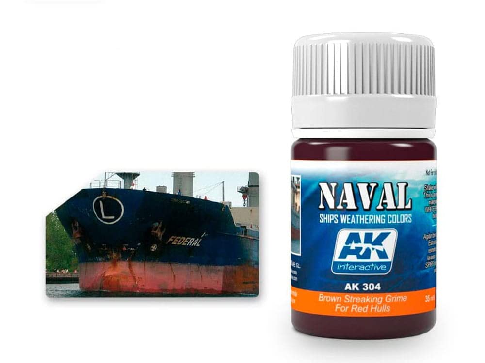AK Ships Weathering AK304 Brown Streaking Grime for RED Hulls (35ml)