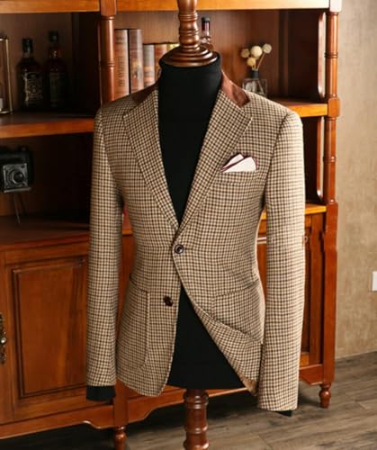 Men's Houndstooth Suit 3 Pieces Two Buttons Business Tuxedos Wedding Dinner Jacket Pants Vest2