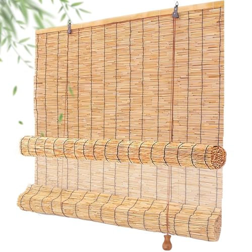Persianas Enrollables Exterior Cortina De Bambú Natural Estores De Bambú Cortinas De Cana Bambu10 45 60 80 100 120 150 180cm para Terraza Jardín Blackout Estor Bambu Anti-UV Cortina De Caña