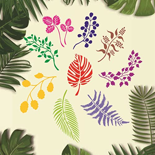 WANDIC Tropical Leaf Stencils, 16 Pieces Large Fern Palm Leaf Pattern Stencils Botanical Leaf Templates for Wall Home Painting Decoration Art Crafts Making - Image 3