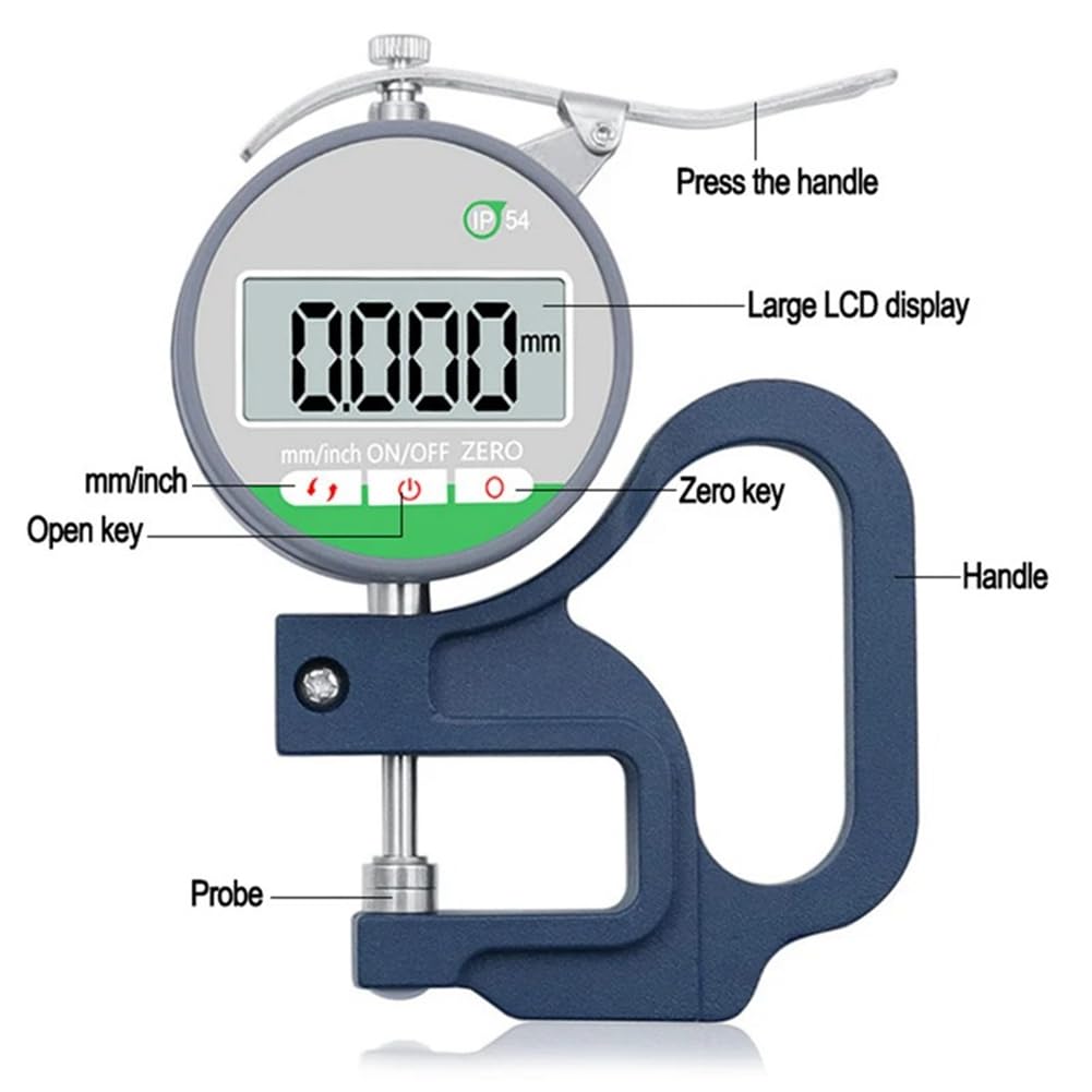 0.001mm 0-12.7mm Misuratore di spessore digitale ad alta precisione IP54 Micrometro elettronico impermeabile e antipolvere durevole facile da usare