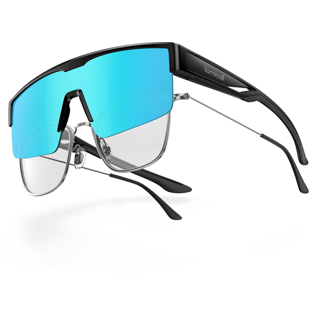 Lamicall Überzieh Sonnenbrille, Fahrradbrille für Brillenträger - [25g TR-90 Ultraleicht] Polarisierte Sonnenbrille über Normale Brille für Herren & Damen, UV400 Überziehbrille für Fahrrad Auto Angeln
