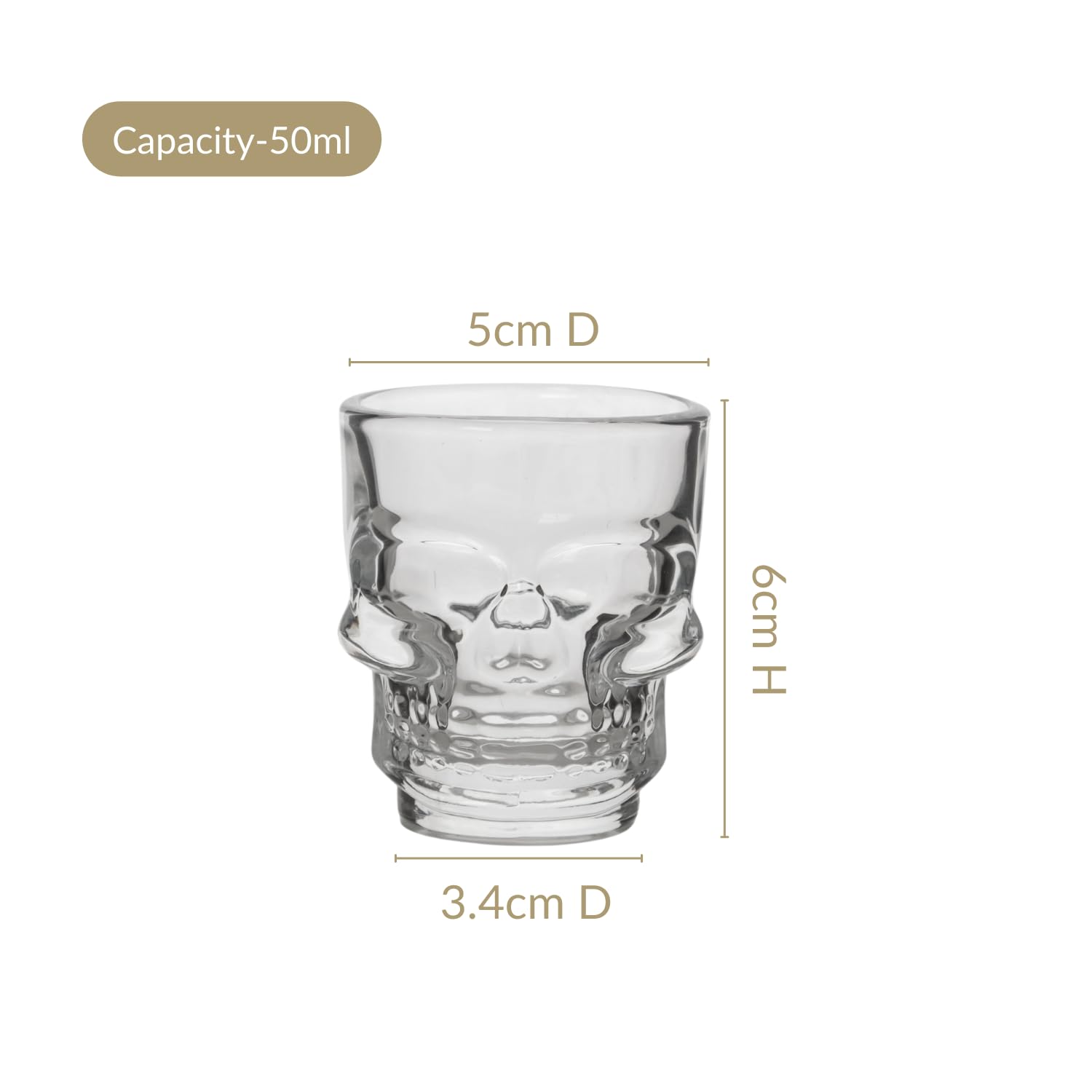 Nestasia Shot Glasses Set of 9 Skull-Shaped | Premium Lead-Free, Durable Glassware for Vodka, Tequila, and Unique Parties (50Ml), Transparent 4