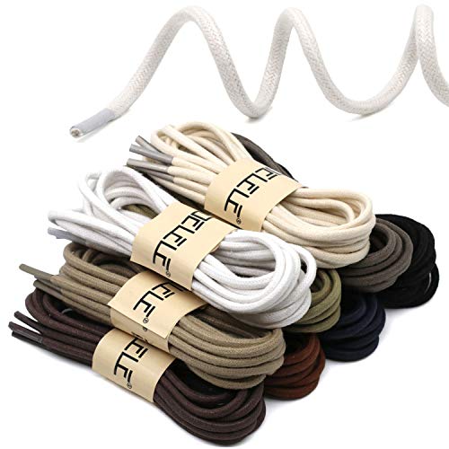Image of DELELE 2 Pair Super Cotton Round Waxed Shoelaces 1 /8 inchThick Shoe String Boot Laces for Dress Shoes