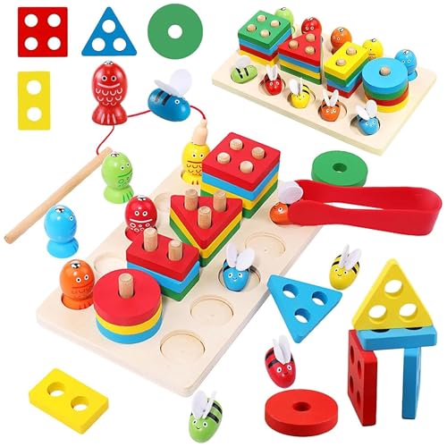 Wooden Montessori Shape Sorter Toys for Kids | Stacking Toys for ...