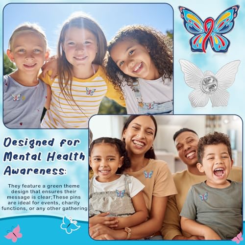Image of Inbagi 50 Pcs Butterfly Autism Awareness Pins Bulk Autism Lapel Pins Inspiring Brooch Accessories for Clothing, Shirts, Jackets, Backpacks